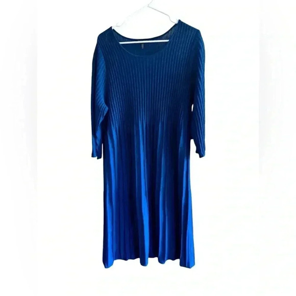 Eileen Fisher Wool Ribbed Knit Dress Size L - Picture 1 of 15